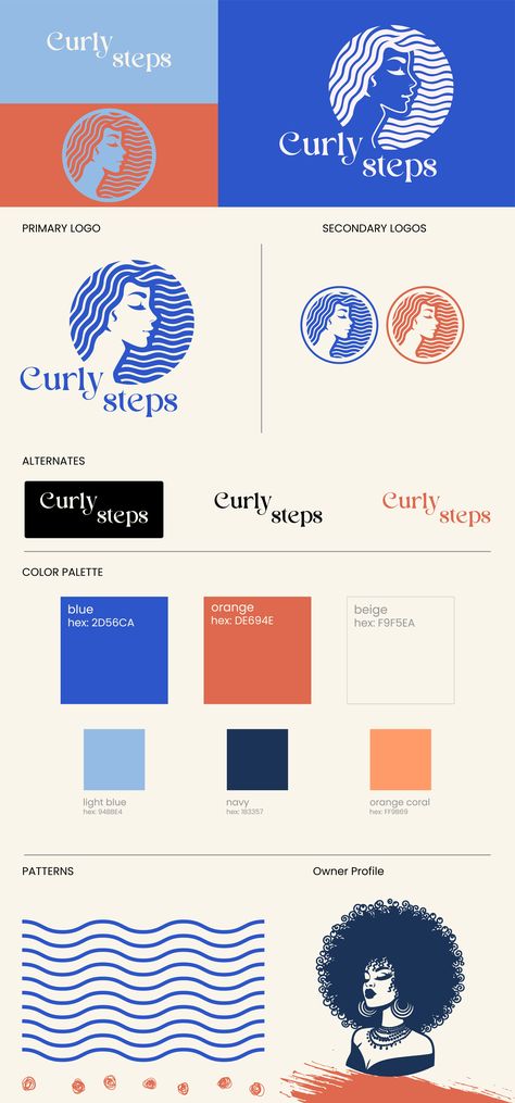 **Curly Steps** Logo by Shariyar Kabir Steps Logo, Blue Colour Palette, Blue Orange, Color Palette, Graphic Design, ? Logo, Pattern, Color, Design