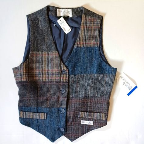 Mens Patchwork Vest, Vintage Sweater Vests, Funky Fitz, John Keating, Vest Patterns, Gender Bend, 2024 Wardrobe, Patchwork Vest, Grandpa Core