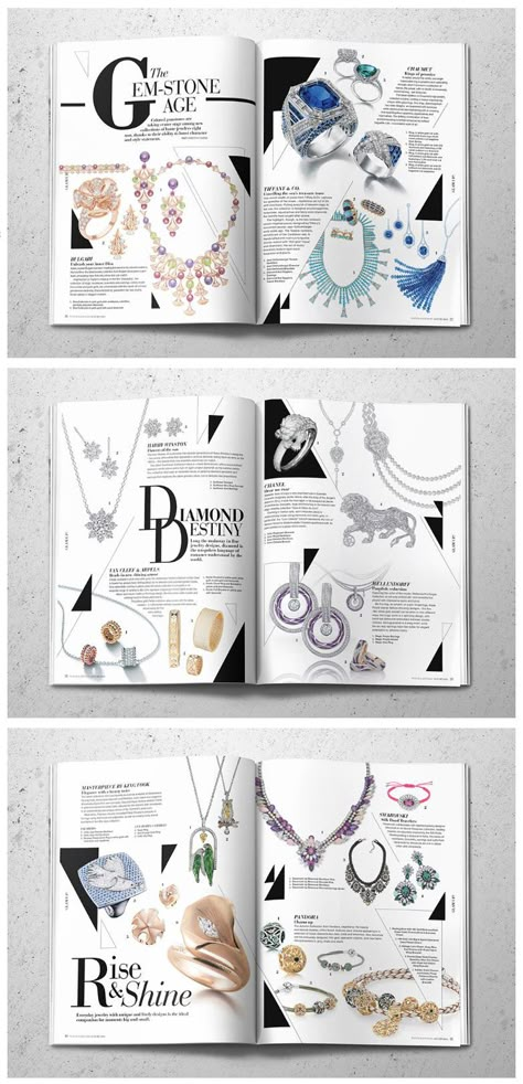 Editorial Design  Watch & Jewellery Magazine Jewellery Layout, Jewelry Layout, Magazine Layout Ideas, Jewellery Magazine, Magazine Editorial Design, Catalog Layout, Lookbook Template, Catalog Design Layout, Fashion Editorial Layout