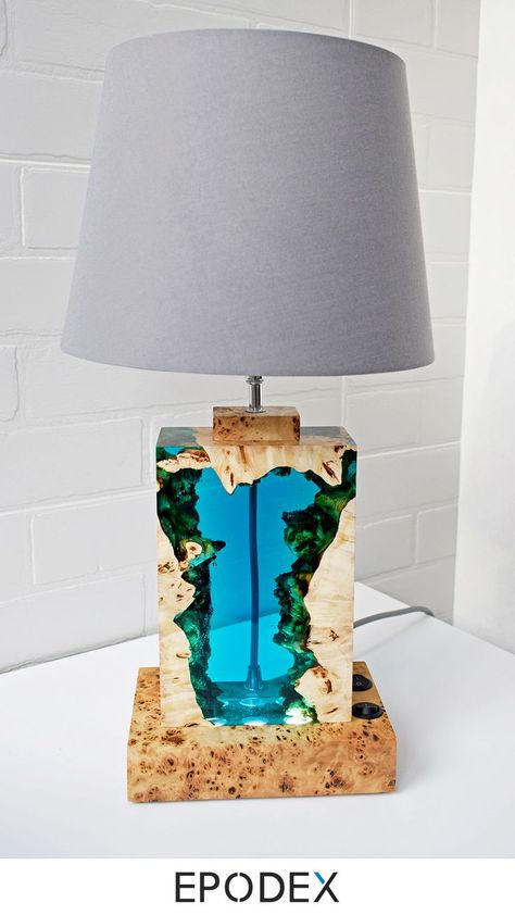 Resin Epoxi, Resin In Wood, Epoxy Resin Lamp, Seni Resin, Resin And Wood Diy, Diy Lampe, Epoxy Resin Diy, Resin Lamp, Epoxy Resin Table