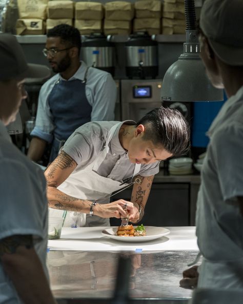 Chef's Kish Chef Life Photography, Chef Profile Picture, Chef Profile, Fine Dining Photography, Lifestyle Food Photography, Chef Aesthetic, Chef Photo, Kristen Kish, Chef Pictures