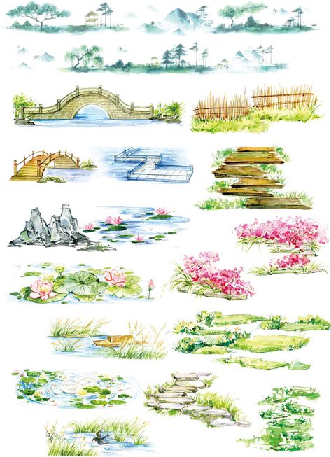 Marker Landscape Drawing, Architecture Drawing Art Buildings, Marker Landscape, Art Buildings, Art Markers Drawing, Land Design, Landscape Design Drawings, Aesthetic Architecture, Landscape Architecture Drawing