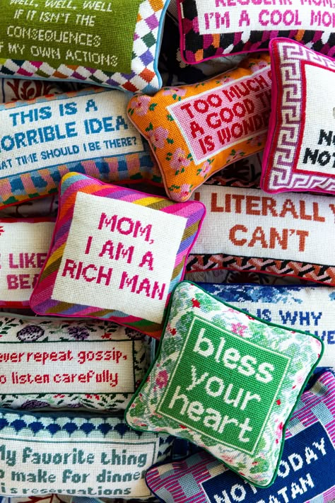 Funny Needlepoint, Novelty Pillows, Furbish Studio, Not My Circus, Needlepoint Pillow, Cross Stitch Pillow, Pillow Quotes, Needlepoint Designs, Needlepoint Pillows