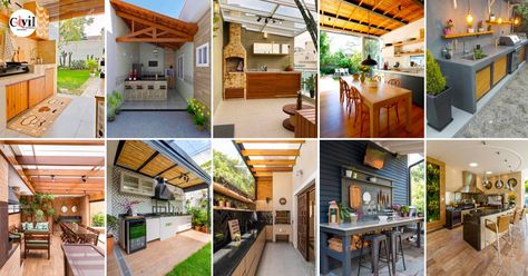 Open Kitchen Design Ideas In The Backyard Open Kitchen Design Ideas, Open Kitchen Design, Modern Fence Design, 2 Storey House Design, Space Saving Beds, 2 Storey House, Main Gate Design, Backyard Kitchen, Kitchen Design Open