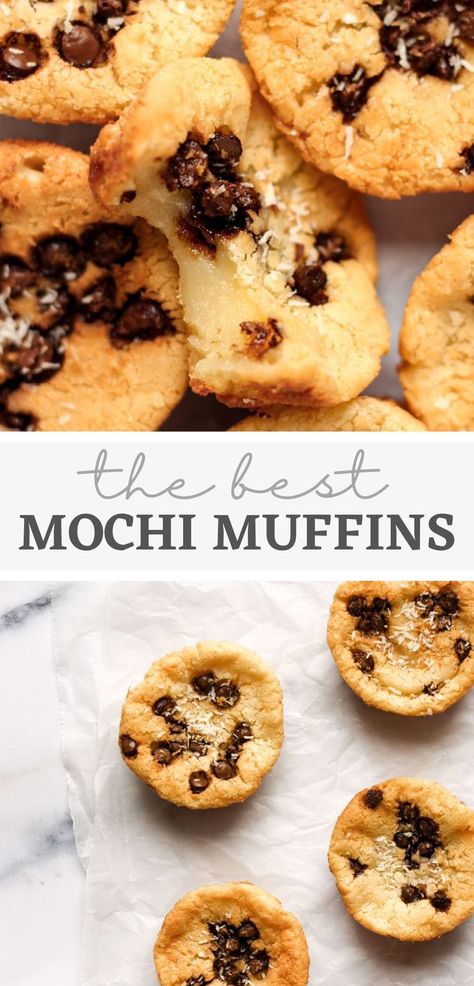 Mochi Muffins Recipe Mochi Dessert Recipes, Mochiko Flour Recipes, Banana Mochi Recipe, Mochiko Recipes, Mochi Bread Recipe, Mochi Muffin Recipe, Mochi Cake Recipe, Microwave Mochi, Mochi Muffin