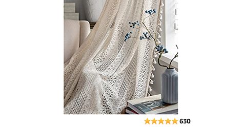 Amazon.com: JOOJA 2 Panels Boho Curtains for Bedroom Windows Sheer Curtains Crochet Vintage Cotton Curtains Panels with Tassel for Bedroom (Crochet Beige, 59x63) : Home & Kitchen Cortina Boho, Beige Drapes, Rideaux Boho, Cortinas Boho, Beige Curtains, Farmhouse Style Bedrooms, Dining Room Windows, Window Sheers, Curtain Length