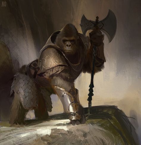 Gorilla Warrior Colour Sketches, Gorillas Art, Gaming Anime, Concept Art World, Fantasy Races, Anime Design, Sketch Painting, Arte Animal, Character Sketch