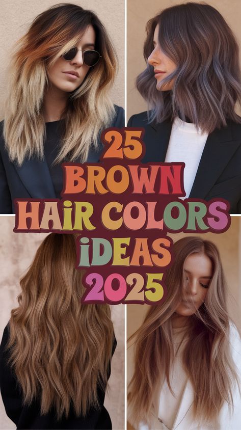 Brown hair offers endless possibilities, from rich chocolate tones to sun-kissed caramel highlights. Whether you're looking for something bold and vibrant or soft and natural, brown shades can be beautifully customized to complement any skin tone and style. Here’s a collection of the top brown hair color ideas for 2025, perfect for brunettes wanting to refresh their look or anyone ready to embrace a warm, versatile shade. #25 Soft Brown Waves with Blonde Highlights This hairstyle features soft b Brown Hair Colors Ideas, Butterscotch Hair, Hair Color For Warm Skin Tones, Rich Brown Hair Color, Soft Brown Hair, Warm Brown Hair Color, Trendy Fall Hair Color, Hair Color For Brown Skin, Rich Brown Hair