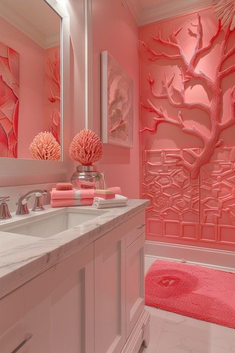 29 Mermaid Bathroom Ideas for a Magical Undersea Retreat 17 Mermaid Bathroom Ideas, Underwater Palace, Kingdom Design, Seashell Bathroom, Coral Bathroom, Iridescent Tile, Mermaid Bathroom, Custom Sinks, Bathroom Luxury