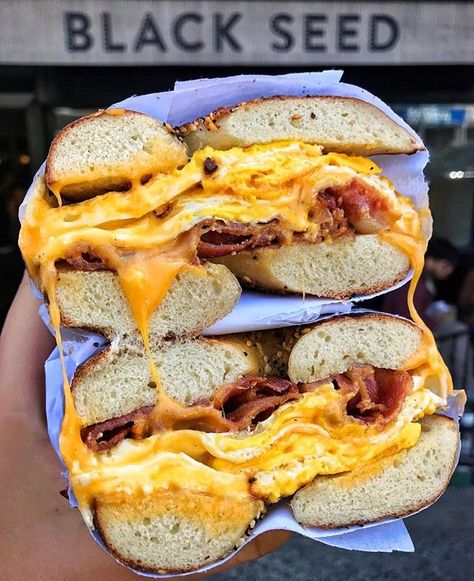 Two eggs over easy bacon cheese on and everything. From Black Seed Bagels 1188 Broadway. #food #meal #foods #healthyfood #keto Eggs Over Easy, Easy Bacon, Bacon Egg And Cheese, Egg And Cheese, Bacon Egg, Food Goals, Black Seed, Bacon Cheese, Bagels