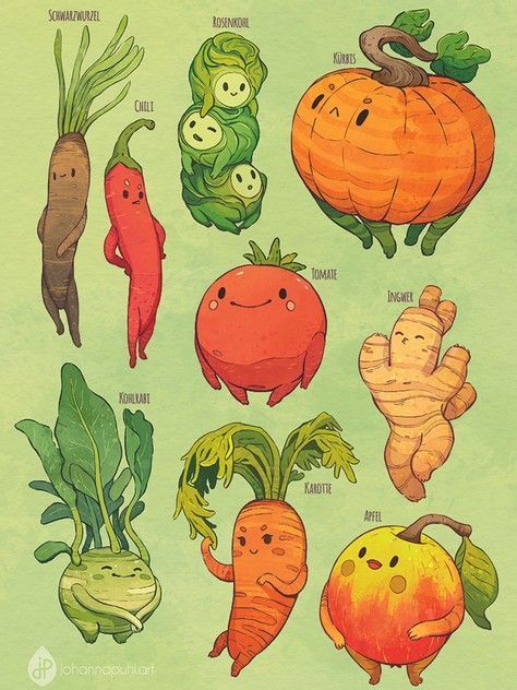 Cute Plant Drawings, Vegetable Character, Vegetables Drawing, Cute Vegetables, Vegetables Illustration, Vegetable Drawing, Vegetable Art, 귀여운 음식 그림, 캐릭터 드로잉