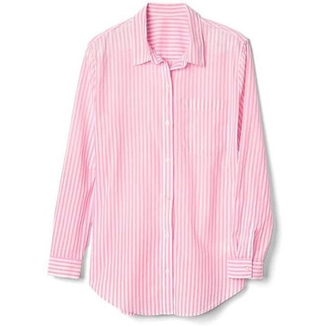 Gap Women Oversize Stripe Boyfriend Shirt ($35) ❤ liked on Polyvore featuring tops, pink stripe, regular, oversized long sleeve shirt, long-sleeve shirt, stripe top, stripe shirt and long sleeve tops Vertical Striped Shirt Women, Pink Striped Shirt Outfit, Oversized Shirt Aesthetic, Striped Boyfriend Shirt, Vertical Striped Shirt, Pink Striped Shirt, Light Pink Shirt, Oversized Long Sleeve Shirt, Pink Shirts