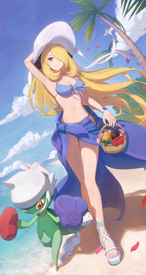 Pokemon Avatar, Female Pokemon Trainers, Lusamine Pokemon, Pokemon Cynthia, Pokemon Women, Pokemon Dragon, Pokemon Champions, Oc Pokemon, Anime Elf