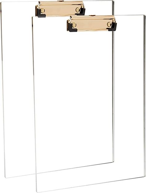 Clear Acrylic Clipboard with Gold Clip, Set 2-Pieces, Fits 9x12 inch - Letter Size Standard, Modern Design Desktop Stationery for Office, School and Home Supplies,Acrylic Office Supplies Acrylic Office Supplies, Acrylic Desk Accessories, Amazon Home Office, Acrylic Clipboard, Clipboard Storage, Clip Board, Jam Paper, Office Solutions, Doctor Office