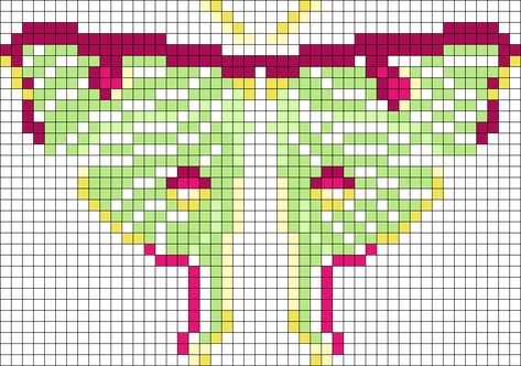 Graph Art, Grid Patterns, Pattern Maker, Kandi Patterns, Photo Pattern, Bead Sprite, Luna Moth, Pixel Art Pattern, Bead Pattern