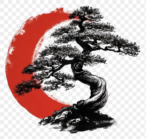 Banzai Tree, Bonsai Tattoo, Red White Background, Png Tattoo, Bonsai Tree Tattoos, Tattoo Png, Japanese Tree, Silhouette Png, Tree Silhouette