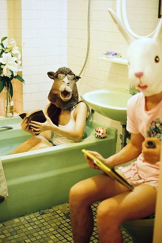 Bunny Masks, Dad Core, Mode Editorials, Concept Ideas, Animal Masks, A Bunny, Foto Art, Animal Heads, Pulp Fiction