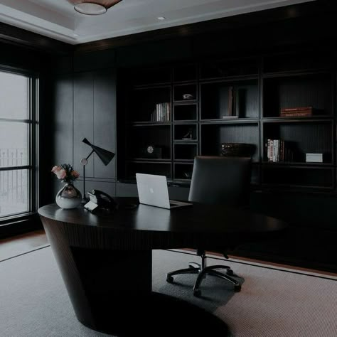 Dark Office Aesthetic, Mafia House Aesthetic, Dark Modern House, Office Aesthetic, Dark Modern, Office Interior Design Modern, Luxury Homes Dream Houses, Dream House Interior, House Room