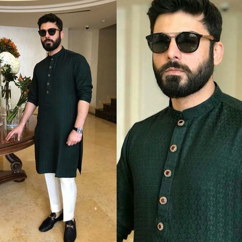 Fawad khan Fawad Khan Sherwani, Kurta Pyjama Designs For Men, Men’s Kurta Style, Indian Mens Wedding Wear, Sagai Dress For Men, Fawad Khan Kurta Pajama, Mens Kurta Designs Style Indian Weddings, Fawad Khan Kurta, Mens Pathani Kurta Style