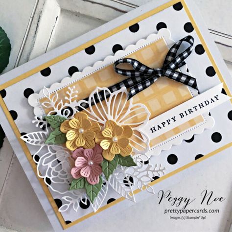 Handmade Cards With Roses, Stampin Up 2020-2021 Catalogue, Stampin Up Happy Birthday Gorgeous, Stampin Up Birthday Cards For Women 2024, Cards With Patterned Paper, Spellbinders Birthday Cards, Stampin Up Flower Cards, Birthday Card Ideas Flowers, Stampinup Birthday Cards