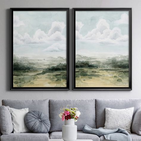 Union Rustic Valley Highlights I Framed On Canvas 2 Pieces Print & Reviews | Wayfair 4 Picture Frame, Brown Watercolor, Plain Frames, Black And White Living Room, Pastel Sunset, Fields Of Gold, Upstairs Bedroom, Picture Frame Art, Traditional Landscape