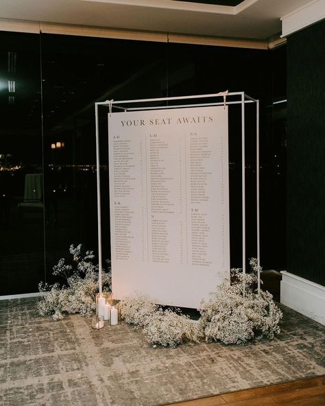 I Do Details Weddings & Events on Instagram: “Obsessing over this clean & modern seating chart! Planning + Design: @idodetailslv Photography: @courtneypecorino Venue: @reveregolfclub…” Seating Chart Planning, Minimal Seating Chart, Window Seating Chart, Modern Seating Chart, Corporate Anniversary, Signage Wedding, Ivy Wall, Wedding Tablescape, Seating Plan Wedding