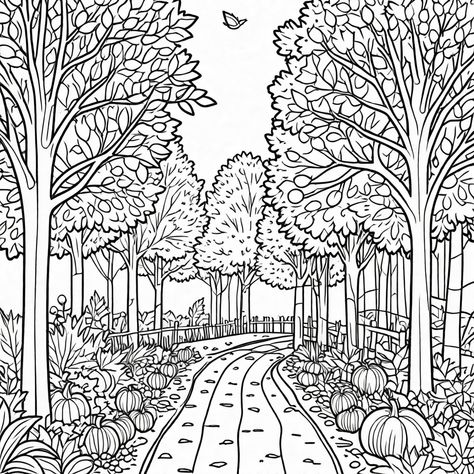 Free Autumn Forests Coloring Page Trees Coloring Pages, Forest Coloring Pages, Forest Coloring, Fall Trees, Tree Coloring Page, Forest Color, Autumn Forest, Autumn Trees, Free Coloring Pages