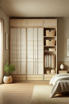 Japandi Wardrobe, Japandi Style Bedroom, Japandi Bedroom Ideas, Japandi Bedroom Design, Stylish Bedroom Ideas, Art Decor Ideas, Japandi Bedroom, Japandi Home, Japandi Design