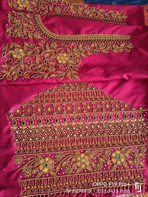 Heavy Hand Work Blouse Designs, God Aari Work, Aari Work Blouse Heavy Design, Grand Bridal Aari Blouse, Magam Work Designs Latest Bridal, Aari Work Zardosi Design, Heavy Bridal Maggam Work Blouses, Heavy Maggam Work Designs, Magam Work Blouses Latest Bridal Heavy