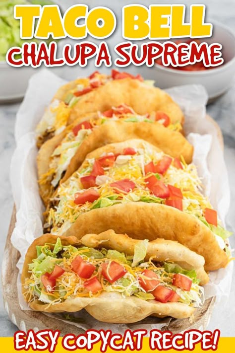 Taco Bell Tacos, Taco Bell Chalupa, Copycat Meals, Chalupa Recipe, Authentic Mexican Food Recipes, Bunco Food, Mexican Favorites, Mary's Kitchen, Taco Bell Recipes