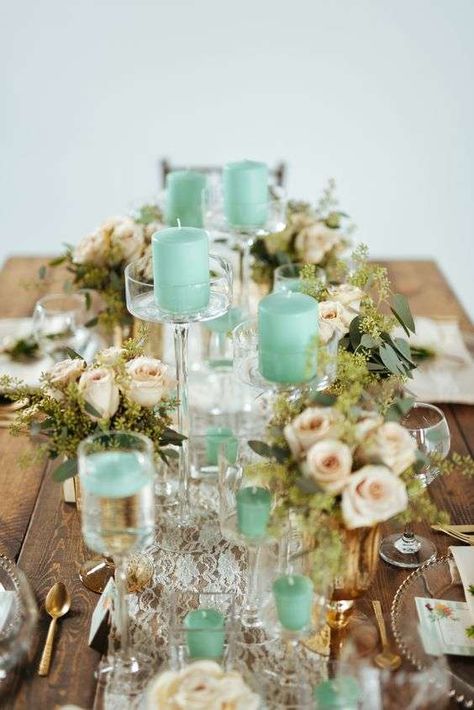 Mint Green Wedding Ideas Gold And Mint Wedding, Mint Green Wedding Theme, Mint Wedding Decor, Mint Gold Weddings, Grey Wedding Decor, Green Wedding Decorations, Blush Wedding Inspiration, Wedding Mint Green, Aqua Wedding