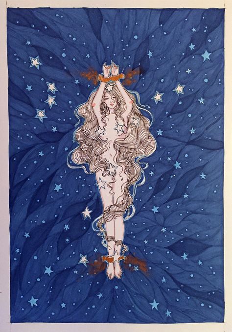 Andromeda Mythology Art, Andromeda Greek Mythology, Constellation Mythology, Andromeda Mythology, Andromeda Art, Constellation Illustration, Marker Artwork, Andromeda Constellation, Astronomy Tattoo