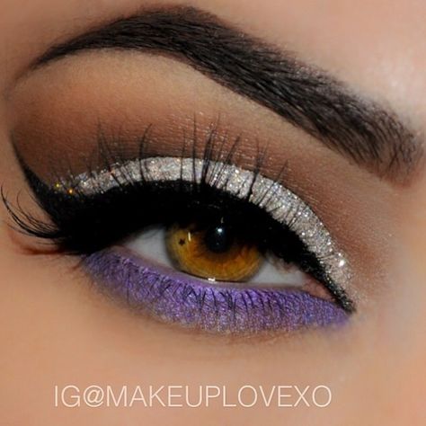 Make Up Designs, Silver Makeup, Holiday Makeup Looks, Catty Noir, Purple And Silver, Purple Eyeshadow, Top Makeup Products, Holiday Makeup, Single Photo