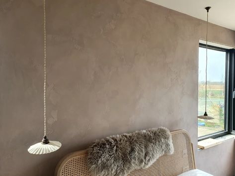 Taupe Plaster Wall, Venician Plaster, Lake House Bedroom, Venetian Plaster Walls, Painting Tile Floors, Accent Wall Designs, House Bedroom, Venetian Plaster, Wall Designs