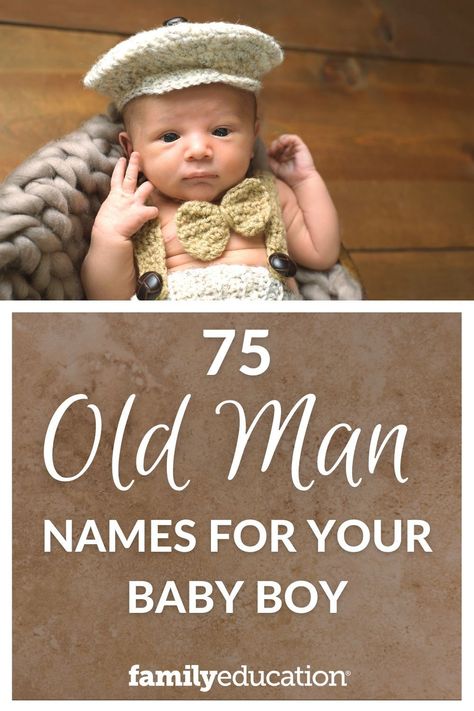 Vintage “old man” names for babies tend to jump back into popularity every few generations. Choosing old man names is a unique and trendy option for baby boys born in the 2020s. Check out our top 75 old man boy names for your baby name inspiration. Old Male Names, Vintage Male Names, Old Boy Names Vintage, Old School Boy Names, Boy Namea, Old People Names, Old Money Boy Names, Old Baby Boy Names, S Boy Names