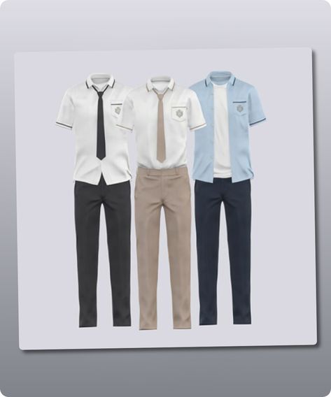 Sims 4 Clothing CC: Noru AM Summer School Uniform Sims 4 Flight Attendant Cc, Sims 4 Male Summer Clothes, School Uniform Sims 4 Cc, Uniform Sims 4 Cc, Sims 4 Cc Uniform, Sims 4 Uniform Cc, Sims4cc Male, Sims 4 School Uniform, Summer School Uniform