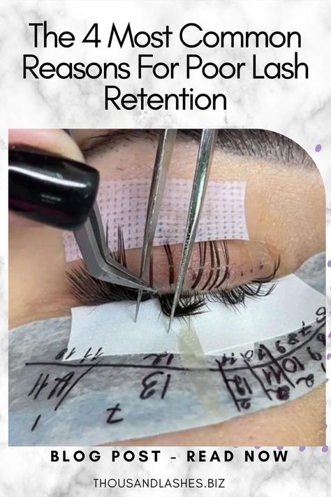 THE 4 MOST COMMON REASONS FOR POOR LASH RETENTION How can I improve my lash retention? What causes poor retention in lash extensions? Is it normal for lash extensions to fall out after 2 days? We've got answers to all of these questions (and more) below! If you're a lash artist, you probably know that the most important thing in your business is maintaining good lash retention. Poor retention can spell disaster for your business and your client's satisfaction. Lash Retention, Lash Extensions Styles, Lash Salon, How To Get Better, Best Lashes, Types Of Curls, For Lash, Lash Artist, Lash Extensions