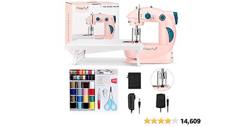 Amazon.com: Magicfly Mini Sewing Machine for Beginner, Dual Speed Portable Children Sewing Machine with Extension Table, Light, Sewing Kit for Kids, Girl, Household, Travel, Pink Christmas Button Crafts, Sewing Machine Needle Threader, Taylor Swift Crafts, Sewing Machine For Beginners, Kids Sewing Machine, Portable Sewing Machine, Mini Sewing Machine, Suit Sewing Patterns, Mini Sewing Kit