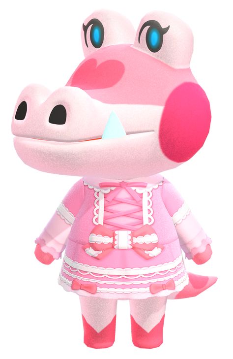 Gayle is a normal alligator villager in the Animal Crossing series. She first appeared in Animal Crossing: New Leaf. Her name may derive from "scale", a jagged area of skin typically seen on reptiles including alligators, or it may simply be from "gator". Her Japanese name is the word "alligator" combined with "Betty". It also sounds similar to "arigatou," Japanese for "thank you," reflecting Gayle's normal personality, which are often seen to be overly grateful. Alligator Birthday, Animal Crossing Wiki, Pink Island, Taurus Birthday, Neutral Flooring, Animal Crossing Characters, Animal Crossing Villagers, Pink Animals, New Animal Crossing