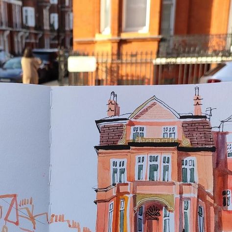 Lis Watkins on Instagram: "This sketch was made in a Chelsea street, close to Sloane Square. I’ve put the process images into a short, step-by-step, one minute video on my YouTube channel. There is a link in my profile if you would like to take a look.

There are half a dozen short videos there at the moment and I will be working to add more over the next few months. I’d love to have suggestions of what you would like to see!

I also have a regular-ish email that I send out on the weekend, a maximum of four images and a few words, where I share work in progress, inspiration and sketchbook shots. There is a link in my profile for that too.

The start of 2024 has been quite slow and I’ve chosen ‘unhurried’ as my word of the year as that’s the way I’d like to feel. There are a few things plan Westminster Cathedral, Urban Ideas, Sloane Square, Color Pencil Illustration, Travel Art Journal, Drawing Exercises, Travel Sketches, Urban Sketchers, Sketchbook Inspiration