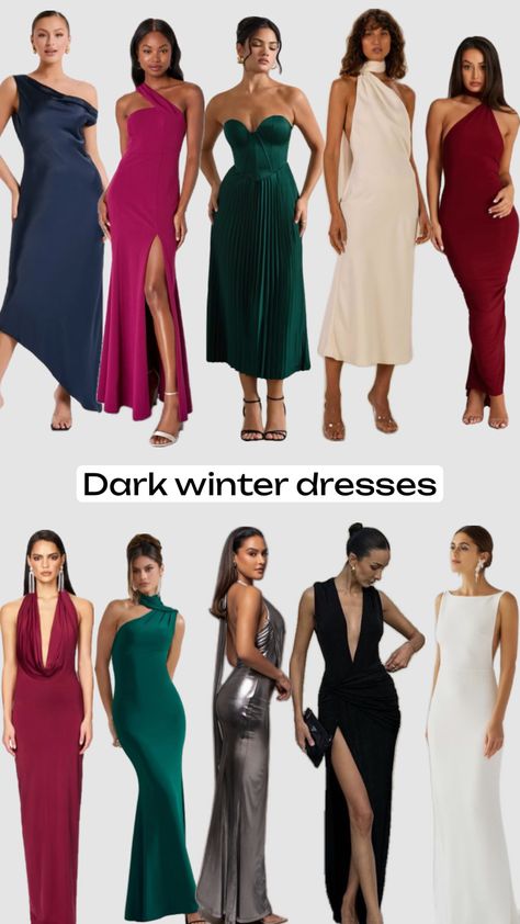 Dark winter colour palette ❄️ Winter Colour Palette, Mermaid Lagoon, Winter Color Palette, Dark Wedding, Winter Colors, Guest Outfit, Wedding Guest Outfit, Colour Palette, Wedding Guest