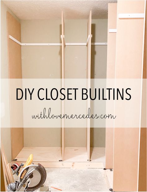 Diy Closet System With Doors, How To Make A Wardrobe Closet, Diy Melamine Closet, Diy Built In Closet With Doors, Diy Storage For Bedroom, Easy Closet Built Ins, Diy Closet Plans, Diy Corner Closet Shelves, How To Build A Walk In Closet