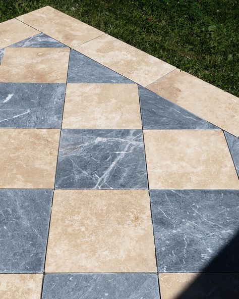 Saturday River Rock Tile, Outside Tiles, Octagon Tile, Rock Tile, Beautiful Exterior, Cement Patio, Exterior Tiles, Pool Remodel, Driveway Design