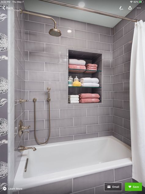 Bath Niche, Bathtub Tile Surround, Jeffrey Court Tile, Alcove Tub, Transitional Bathroom Design, Bathroom Transitional, Bathtub Shower Combo, Wall Alcove, Jeffrey Court