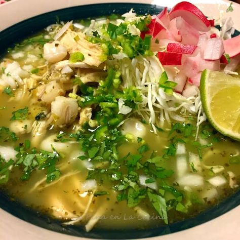 Chicken Posole Verde Crockpot, Pazole Recipe, Red Chile Pork, Pozole Verde Recipe, Chicken Pozole Recipe, Slow Cooker Salsa Verde Chicken, Chicken Pozole, Mexican Food Recipes Appetizers, Posole Recipe