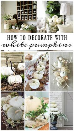 Decorating With White Pumpkins, Pumpkin Flower Pots, Decorating With White, Fall Candle Centerpieces, White Pumpkin Centerpieces, White Pumpkin Decor, Fall Table Centerpieces, Neutral Fall Decor, Fall Deco