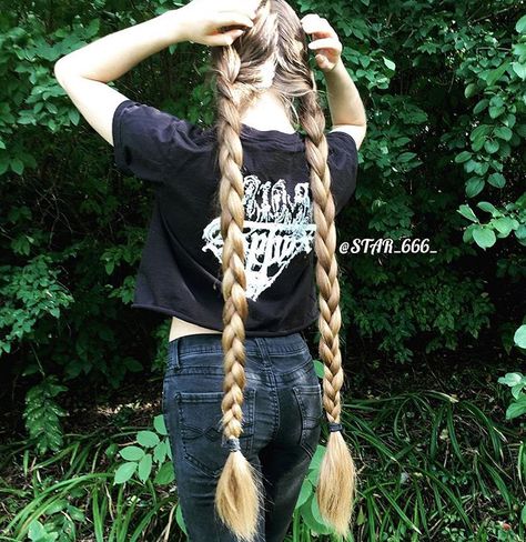 Punk Costume, Hair Motivation, Twin Braids, Really Long Hair, Pigtail Braids, Cut Her Hair, Beautiful Braids, Super Long Hair, Long Locks