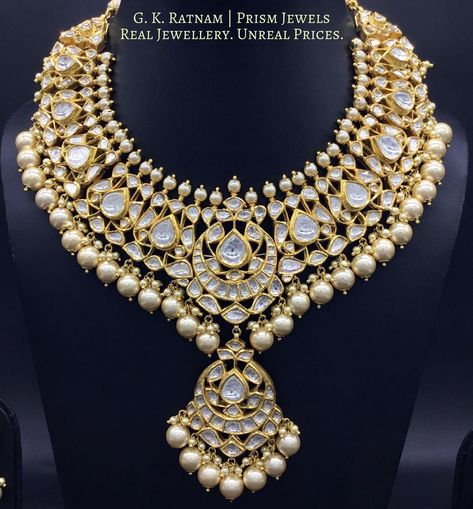 Jadau Jewellery Traditional, Handmade Necklaces Beads, Gold Enamel Jewelry, Necklaces Beads, Uncut Diamond Necklace, Diamond Necklace Wedding, Kundan Jewellery Bridal, Indian Wedding Jewelry Sets, Jewellery Necklaces