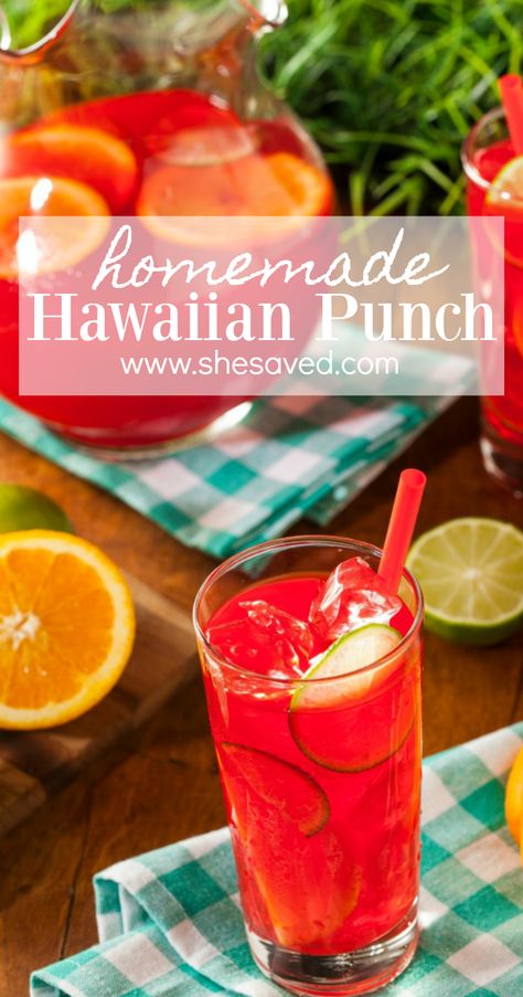 Made with just a few ingredients, this Easy Hawaiian Punch Recipe will be your go-to for summer parties and BBQs and it also works great year round for all kinds of events. Affordable to make, it is a beverage that is perfect for Hawaiian themed parties or celebrations with an island feel. A refreshing drink recipe - anyone can make this red drink and everyone will enjoy it! Ginger Ale Mixed Drinks, Hawaiian Punch Recipes, Non Alcoholic Drink Recipes, Red Drink, Alcoholic Drink Recipes, Hawaiian Party Theme, Red Drinks, Fruit Recipe, Recipes Copycat