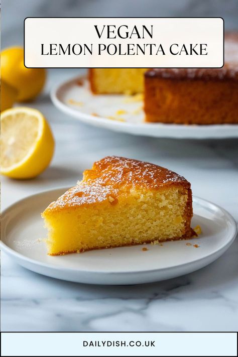 vegan lemon polenta cake Vegan Polenta Cake, Polenta Vegan Recipes, Vegan Polenta Recipes, Polenta Recipes Vegan, Vegan Polenta, Orange Polenta Cake, Lemon Polenta, Lemon Polenta Cake, Polenta Cake